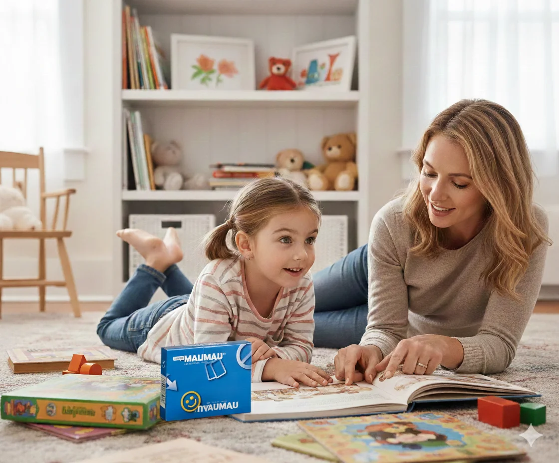 Mutter und Kind lesen gemeinsam