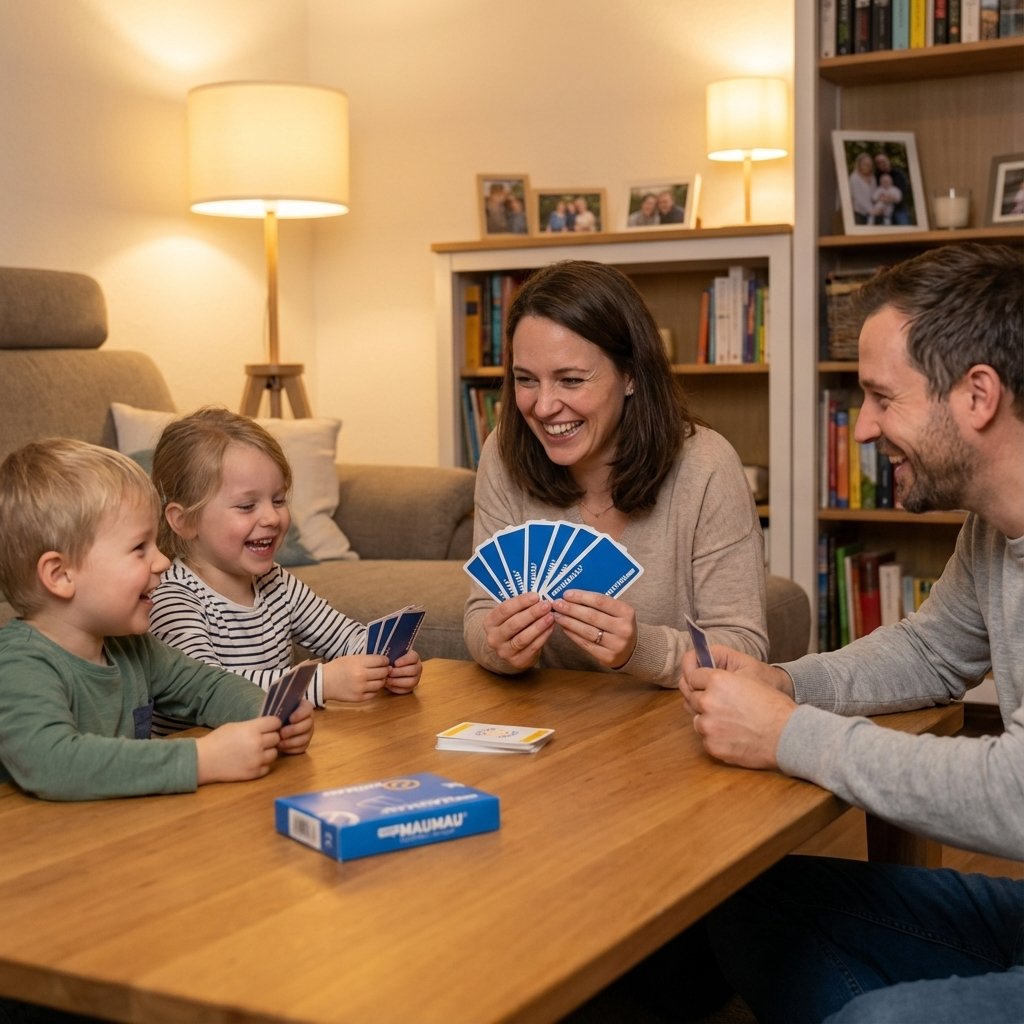 Familie spielt gemeinsam Wortmaumau
