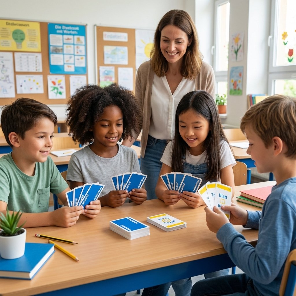 Schüler spielen Wortmaumau im Unterricht